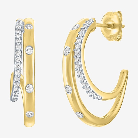 Diamond Addiction (G-H / I1-I2) Womens 1/4 CT. T.W. Lab Grown White Diamond 14K Gold Over Silver 20mm Hoop Earrings