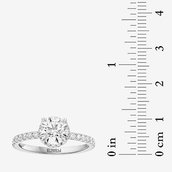 Effy Final Call (G / Vs2-Si1) Womens 1 3/4 CT. T.W. Lab Grown White Diamond 14K Gold Round Solitaire Side Stone Engagement Ring