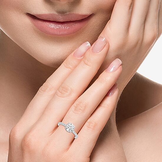 Effy Final Call (G / Vs2-Si1) Womens 1 3/4 CT. T.W. Lab Grown White Diamond 14K Gold Round Solitaire Side Stone Engagement Ring