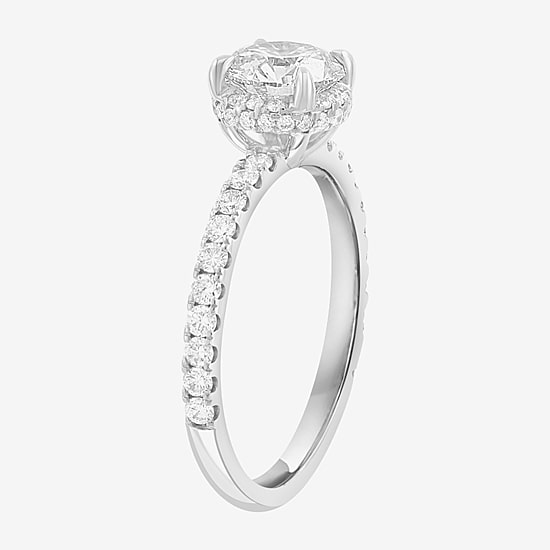 Effy Final Call (G / Vs2-Si1) Womens 1 3/4 CT. T.W. Lab Grown White Diamond 14K Gold Round Solitaire Side Stone Engagement Ring