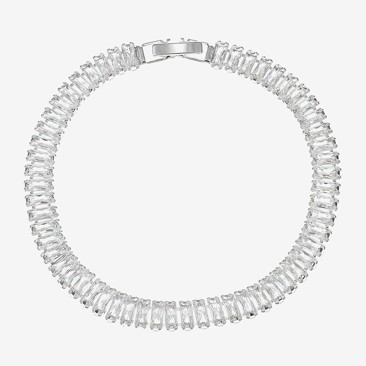 Sparkle Allure Womens Cubic Zirconia Pure Silver Over Brass Rectangular 7.5 Inch Tennis Bracelet