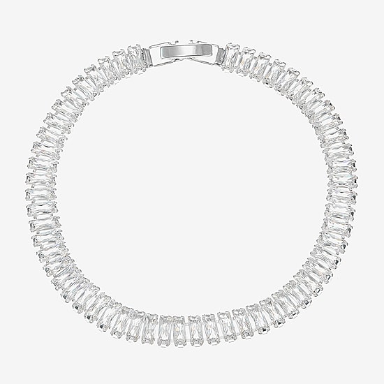Sparkle Allure Womens Cubic Zirconia Pure Silver Over Brass Rectangular 7.5 Inch Tennis Bracelet