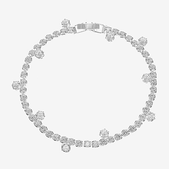 Sparkle Allure Drop Stone Womens Cubic Zirconia Pure Silver Over Brass Round 7.5 Inch Tennis Bracelet