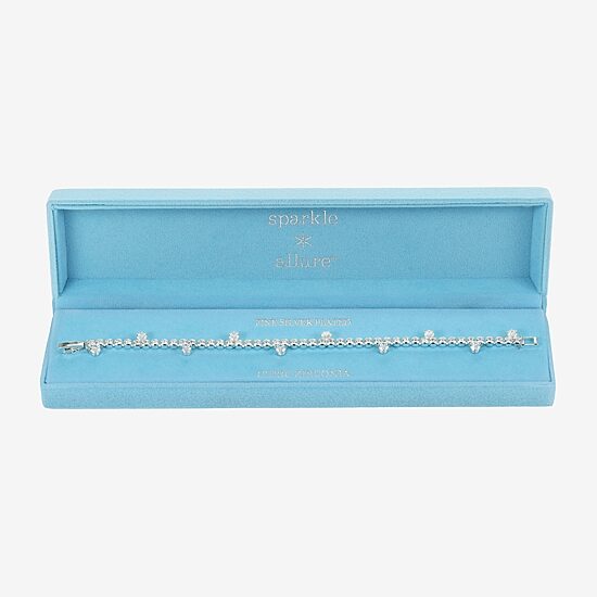 Sparkle Allure Drop Stone Womens Cubic Zirconia Pure Silver Over Brass Round 7.5 Inch Tennis Bracelet