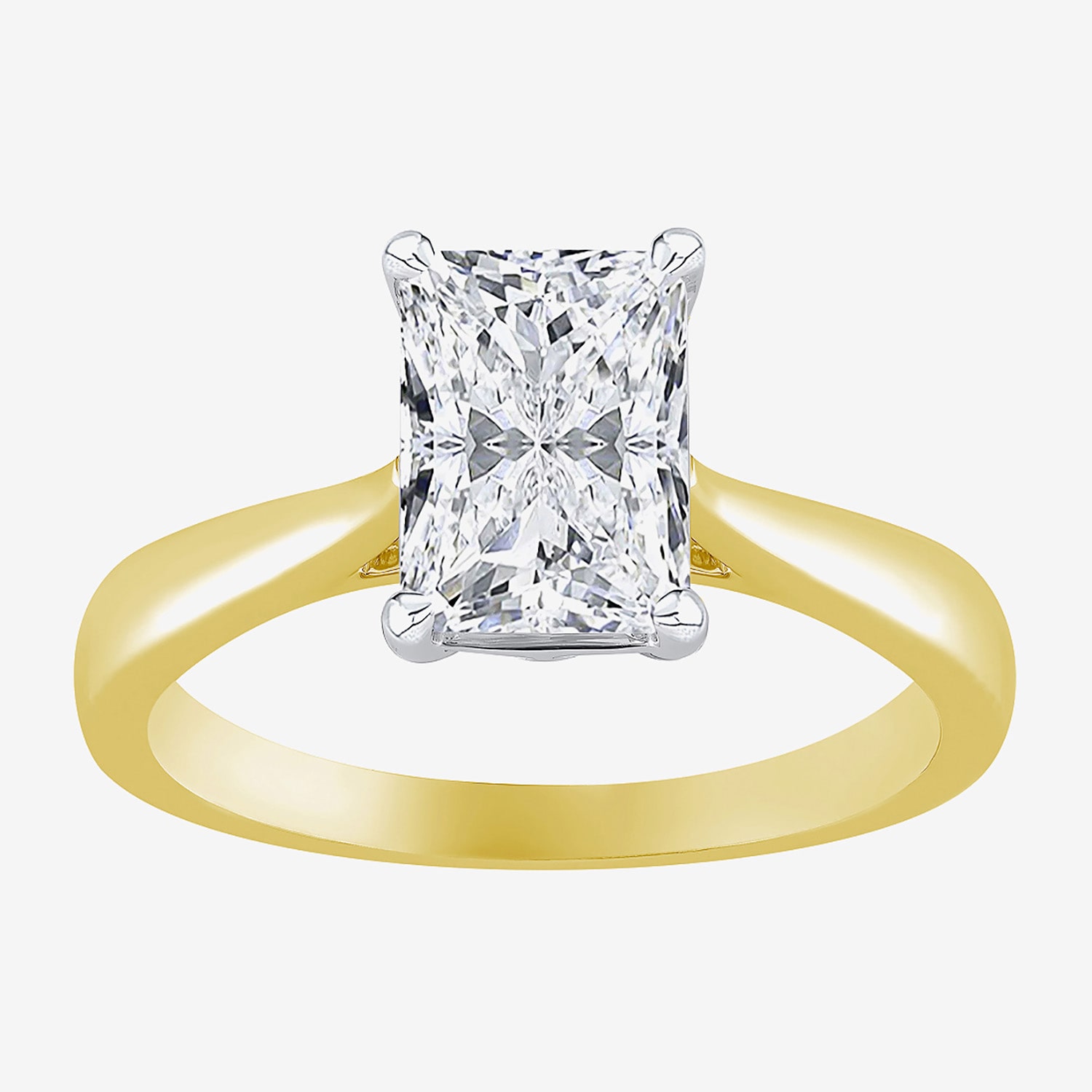 (G / VS2) Womens 2 CT. Lab-Grown White Diamond 14K Gold Radiant-cut Solitaire Engagement Ring