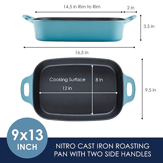 Rachael Ray NITRO Cast Iron 9X13" Roasting Pan