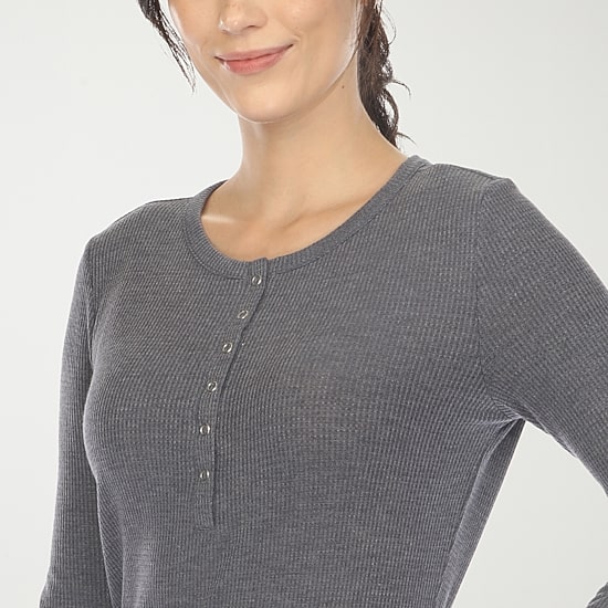 White Mark Womens Waffle Long Sleeve 2-pc. Pajama Set