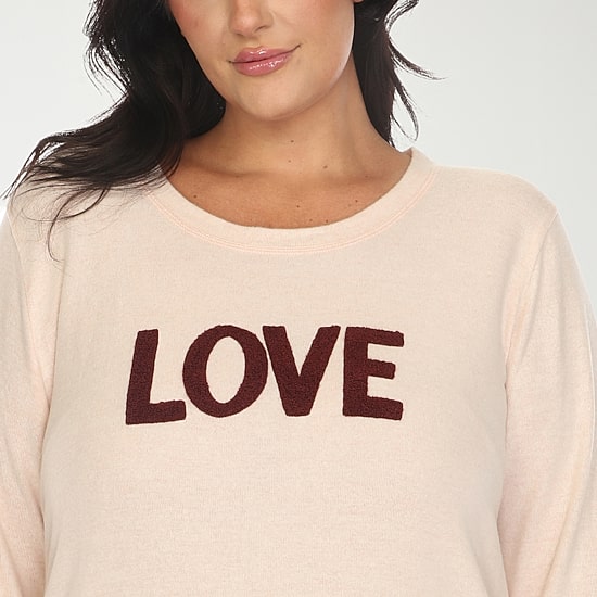 White Mark Womens Plus Long Sleeve Round Neck Nightgown