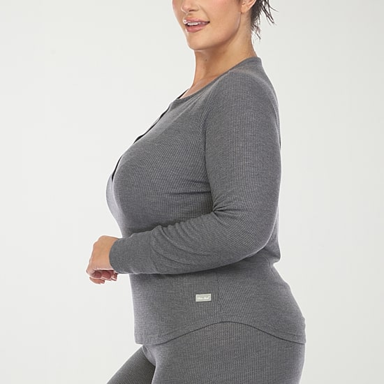 White Mark Womens Long Sleeve 2-pc. Plus Pajama Set