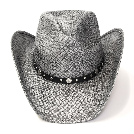 Western Express Gray Straw Pinch Front Mens Cowboy Hat