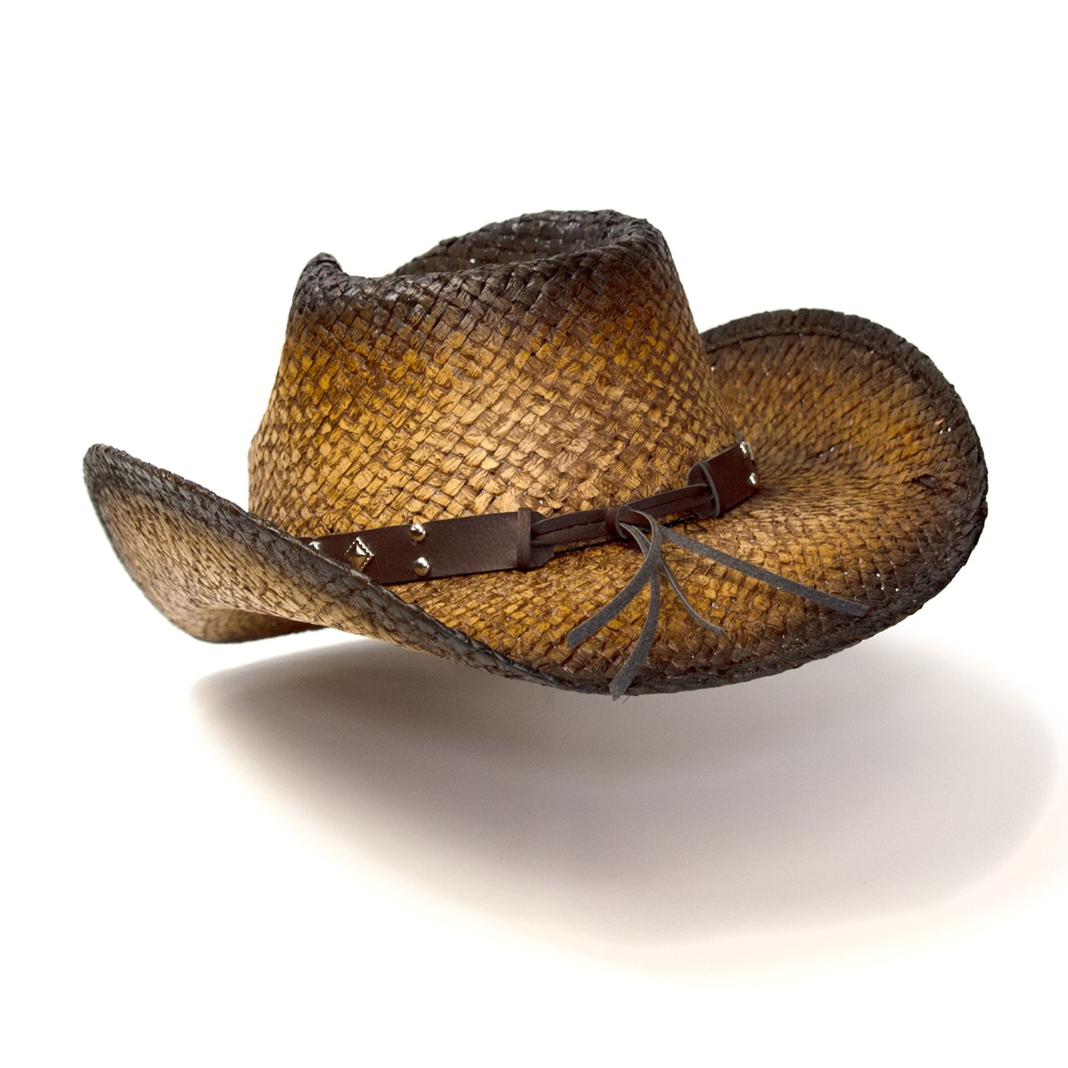Western Express Dark Brown Straw Pinch Front Mens Cowboy Hat