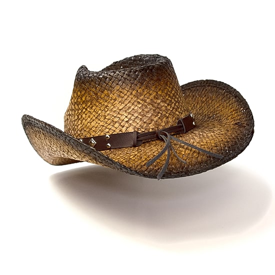Western Express Dark Brown Straw Pinch Front Mens Cowboy Hat