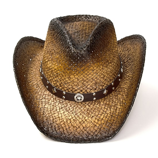 Western Express Dark Brown Straw Pinch Front Mens Cowboy Hat