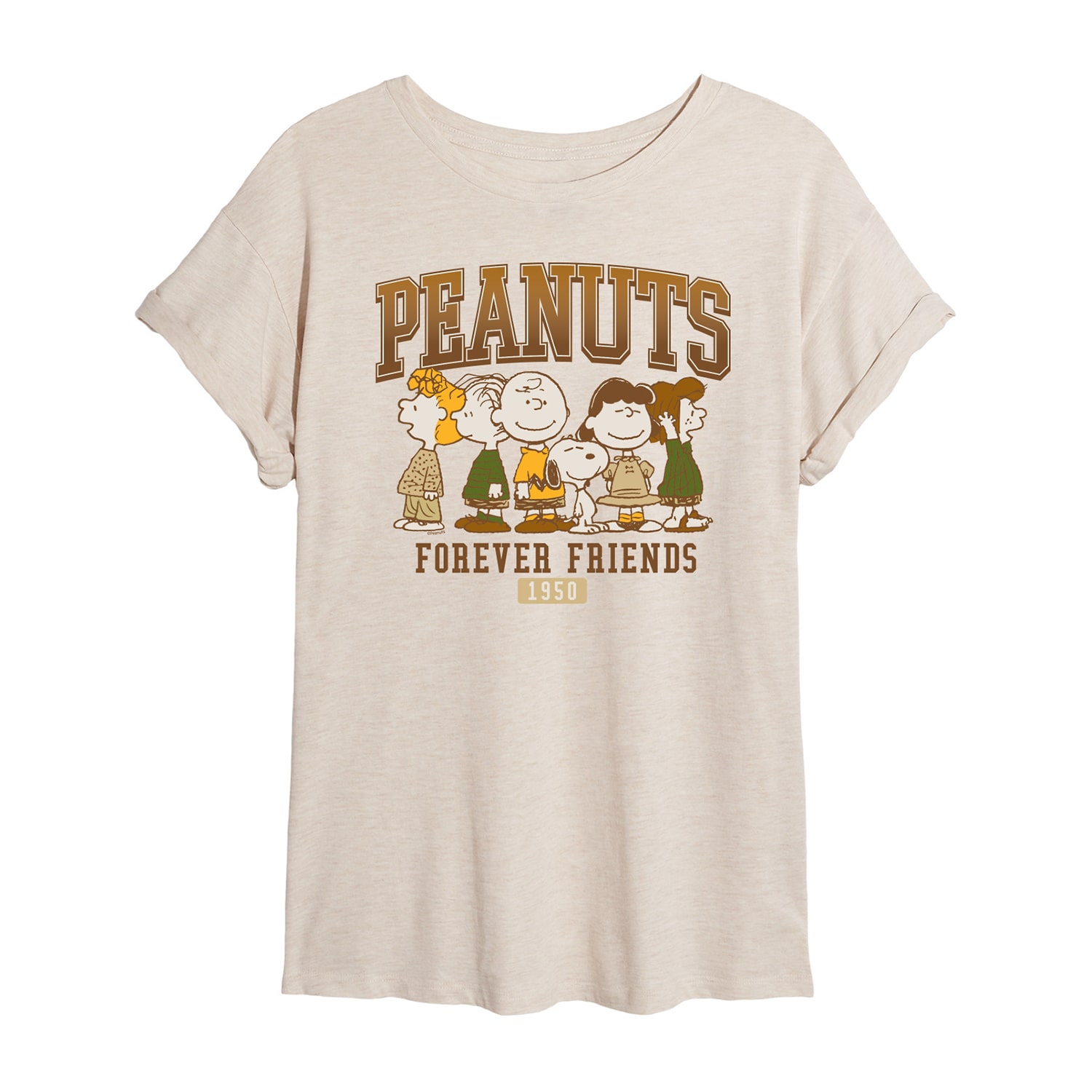 Womens Crew Neck Short Sleeve Regular Fit Peanuts Graphic T-Shirt