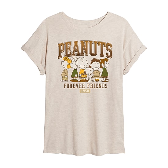 Womens Crew Neck Short Sleeve Regular Fit Peanuts Graphic T-Shirt