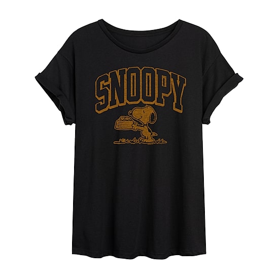 Womens Juniors Crew Neck Short Sleeve Regular Fit Snoopy Graphic T-Shirt