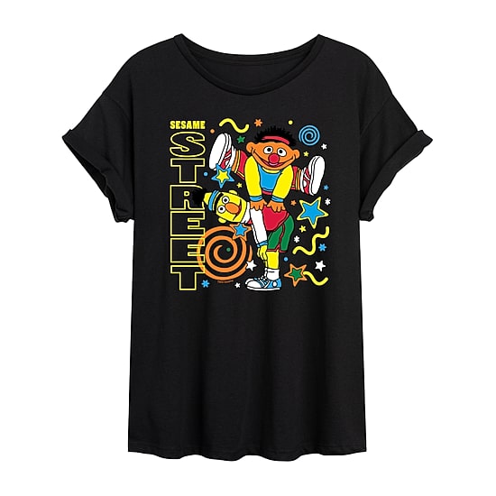 Womens Crew Neck Short Sleeve Regular Fit Sesame Street Graphic T-Shirt