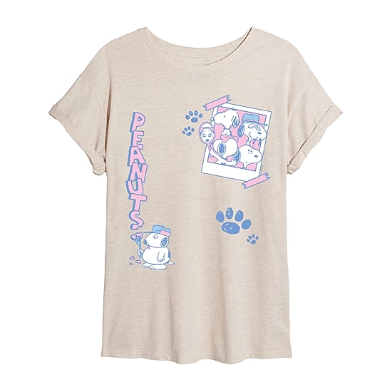 Womens Crew Neck Short Sleeve Regular Fit Snoopy Graphic T-Shirt