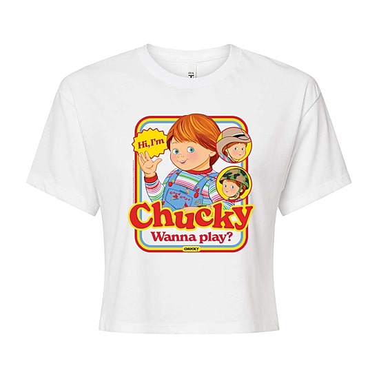 Womens Crew Neck Short Sleeve Regular Fit Chucky Graphic T-Shirt