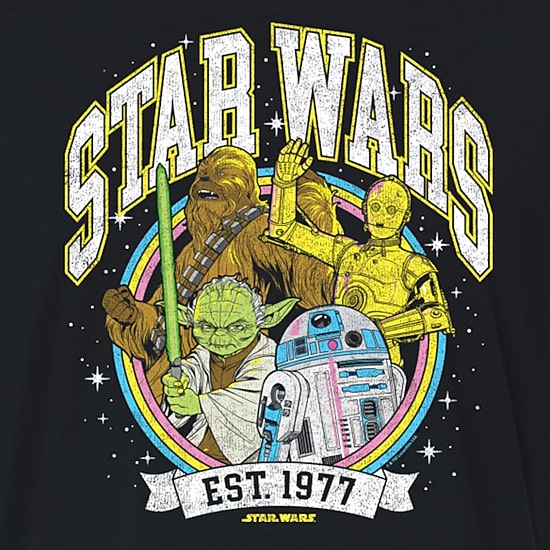 Womens Crew Neck Short Sleeve Regular Fit Star Wars Graphic T-Shirt