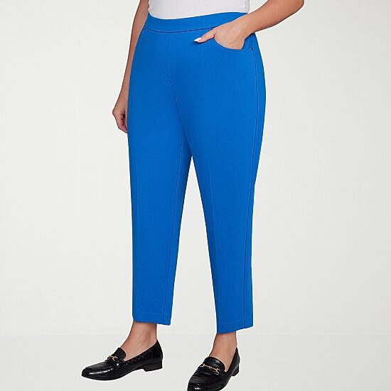 Alfred Dunner Barcelona Womens Plus Short Straight Mid Rise Pull-On Pant