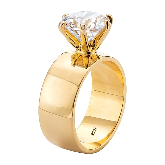 DiamonArt® Womens 4 CT. T.W. White Cubic Zirconia 14K Gold Over Silver Round Engagement Ring