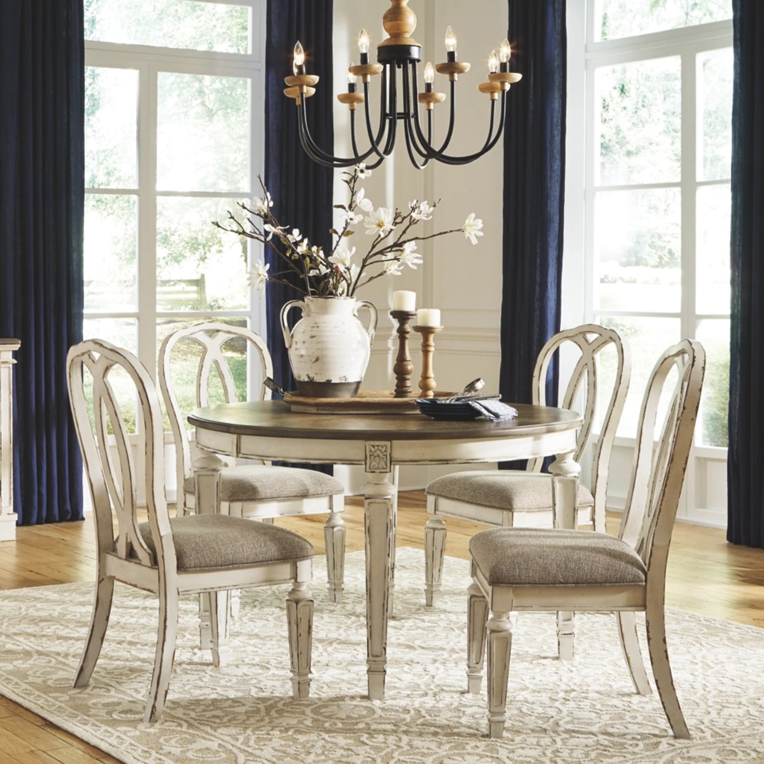Signature Design by Ashley Realyn 5-Piece Oval Extension Ribbon Back Dining Set