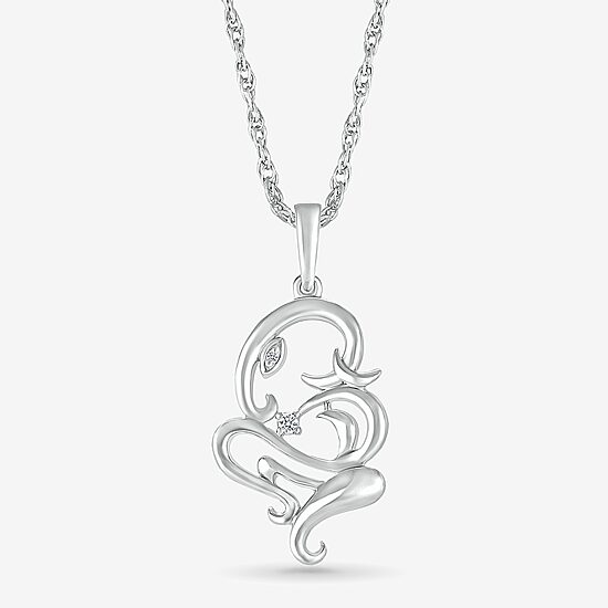 Lord Ganesha Womens Diamond Accent Natural White Diamond 14K Gold 18 Inch Pendant Necklace