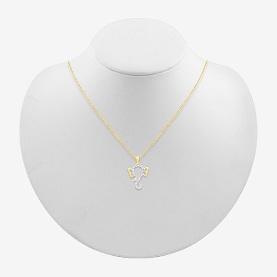 Lord Ganesha Womens Diamond Accent Natural White Diamond 14K Gold 18 Inch Pendant Necklace