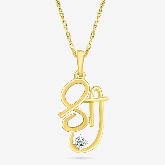 Shree Symbol Womens Diamond Accent Natural White Diamond 14K Gold 18 Inch Pendant Necklace