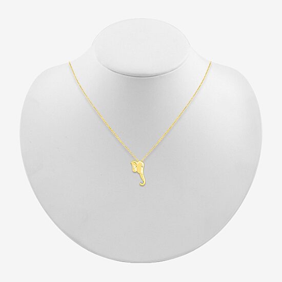 Lord Ganesha Womens Diamond Accent Natural White Diamond 14K Gold 18 Inch Pendant Necklace