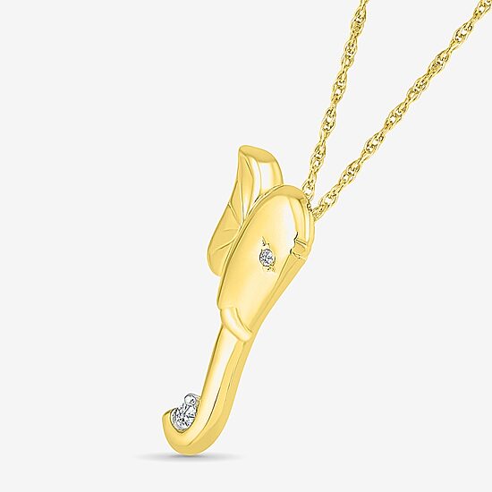 Lord Ganesha Womens Diamond Accent Natural White Diamond 14K Gold 18 Inch Pendant Necklace