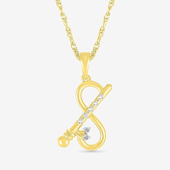 Krishna Flute Womens Diamond Accent Natural White Diamond 14K Gold 18 Inch Pendant Necklace