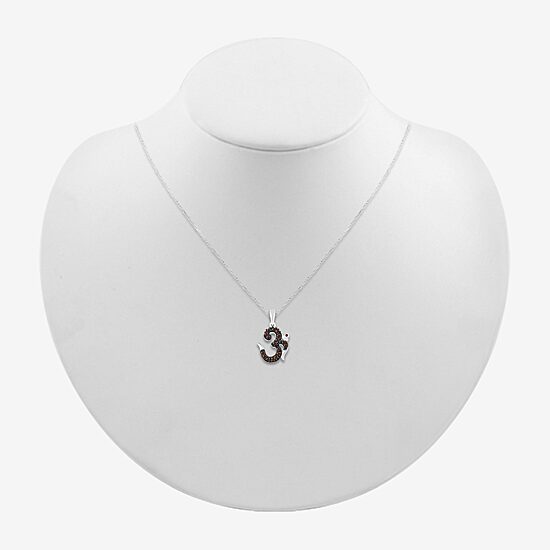 Ohm Symbol Womens 1/6 CT. T.W. Natural Champagne Diamond 14K Gold 18 Inch Pendant Necklace