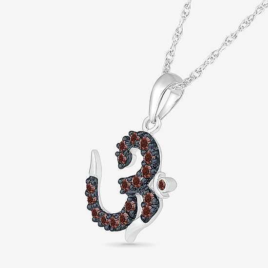 Ohm Symbol Womens 1/6 CT. T.W. Natural Champagne Diamond 14K Gold 18 Inch Pendant Necklace