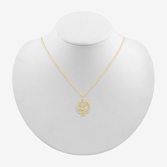 Khanda Womens 1/8 CT. T.W. Natural White Diamond 14K Gold 18 Inch Pendant Necklace