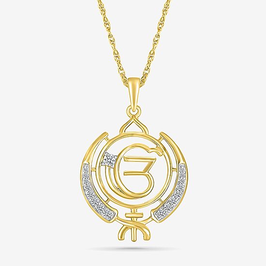 Khanda Womens 1/8 CT. T.W. Natural White Diamond 14K Gold 18 Inch Pendant Necklace