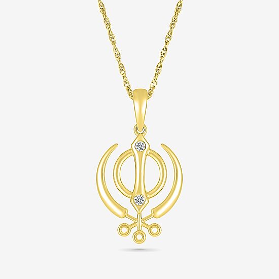 Khanda Womens Diamond Accent Natural White Diamond 14K Gold 18 Inch Pendant Necklace