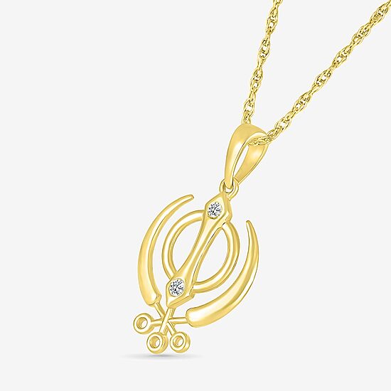 Khanda Womens Diamond Accent Natural White Diamond 14K Gold 18 Inch Pendant Necklace