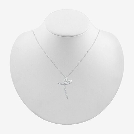 Womens 1/3 CT. T.W. Natural White Diamond 14K Gold Cross 18 Inch Pendant Necklace