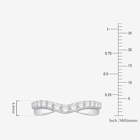 4MM 1/2 CT.T.W. Natural Diamond 10K or 14K White Gold Curved Wedding Band
