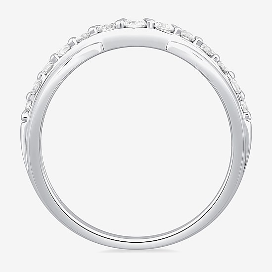 4MM 1/2 CT.T.W. Natural Diamond 10K or 14K White Gold Curved Wedding Band