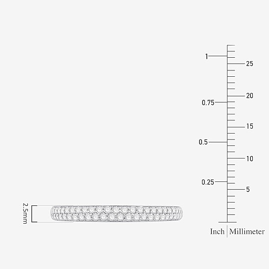 Micro Pave Womens 2MM 1/4 CT. T.W. Natural White Diamond 10K Gold Anniversary Wedding Band