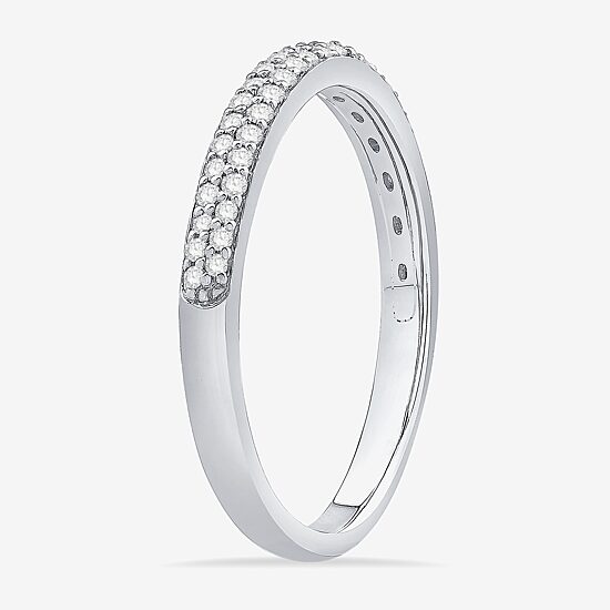 Micro Pave Womens 2MM 1/4 CT. T.W. Natural White Diamond 10K Gold Anniversary Wedding Band