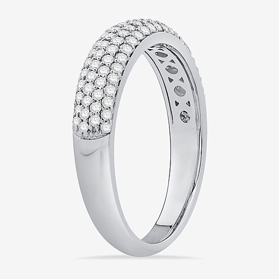 Micro Pave Womens 4MM 1/2 CT. T.W. Natural White Diamond 10K Gold Anniversary Wedding Band