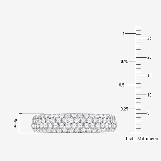 Micro Pave Womens 4MM 1 CT. T.W. Natural White Diamond 10K Gold Anniversary Wedding Band