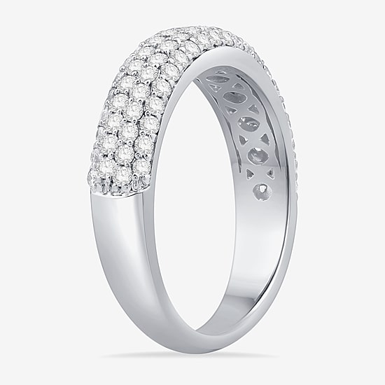 Micro Pave Womens 4MM 1 CT. T.W. Natural White Diamond 10K Gold Anniversary Wedding Band