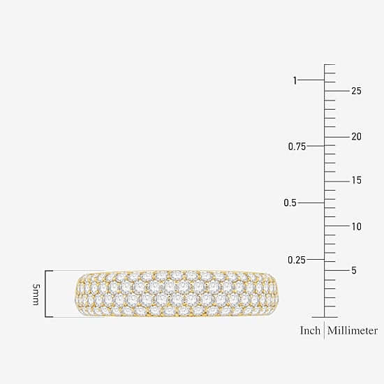 Micro Pave Womens 4MM 1 CT. T.W. Natural White Diamond 10K Gold Anniversary Wedding Band