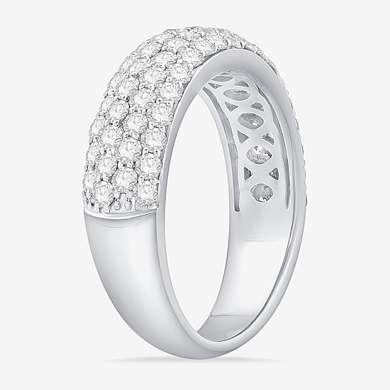 Micro Pave Womens 5.5MM 1 1/2 CT. T.W. Natural White Diamond 10K Gold Anniversary Wedding Band