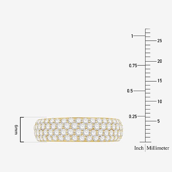 Micro Pave Womens 5.5MM 1 1/2 CT. T.W. Natural White Diamond 10K Gold Anniversary Wedding Band